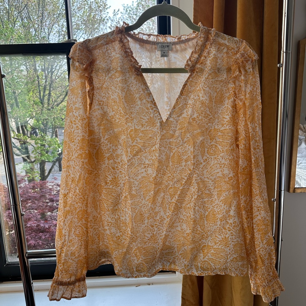 J. Crew Women's yellow Floral Top size Medium